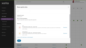 Click to enlarge Completion Standards in Xello. The Save quick sims modal is open. There are resources available for download